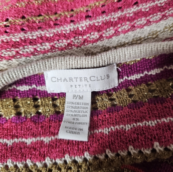 Charter Club metallic crochet open faced cardigan. PM - Picture 6 of 6